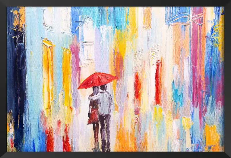 Peinture parapluie rouge - tableau design contemporain