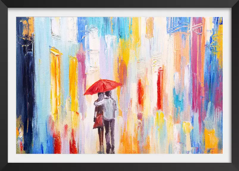 Peinture parapluie rouge - tableau design contemporain