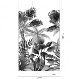 Palmae noir et blanc - tapisserie panoramique palmier