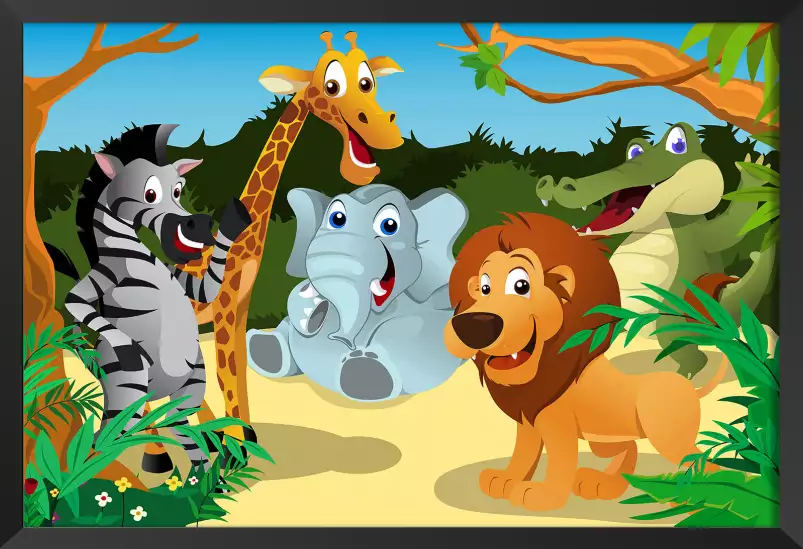 Les animaux de la jungle - tableau animaux colorés