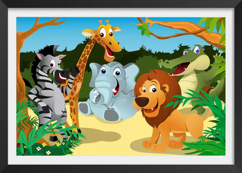 Les animaux de la jungle - tableau animaux colorés