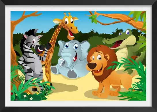 Les animaux de la jungle - tableau animaux colorés