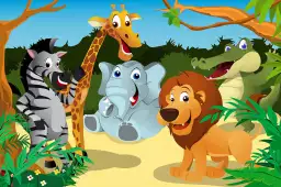 Les animaux de la jungle - tableau animaux colorés