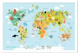 Animals - tableau carte du monde