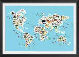 Carte du monde animaux - affiches pour enfant