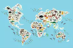 Carte du monde animaux - affiches pour enfant