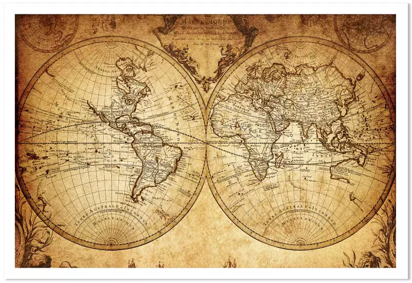 Mappemonde ancienne - tableau carte du monde