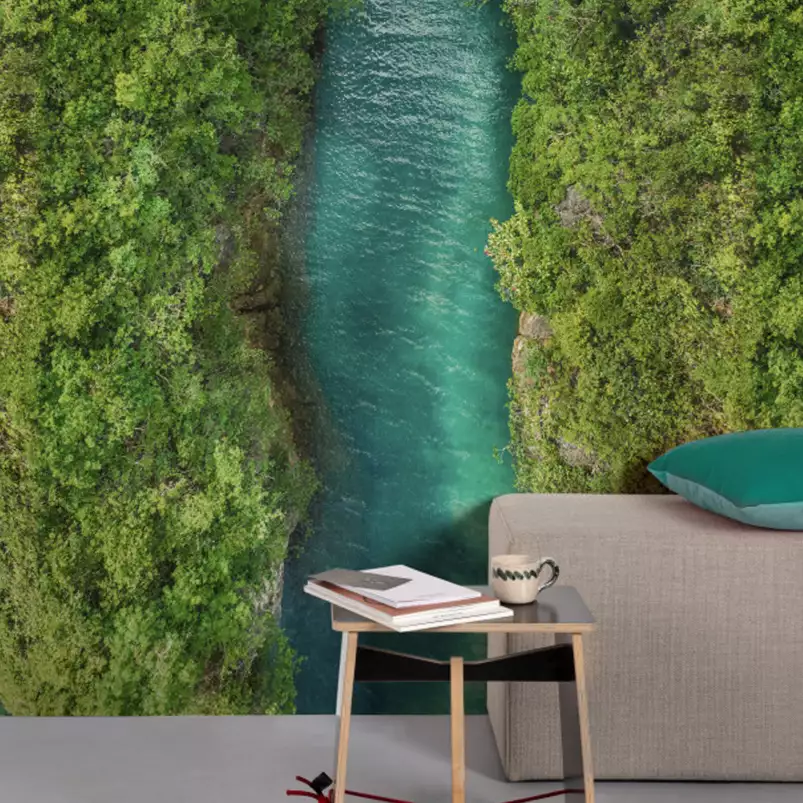 Cours d'eau vert - tapisserie panoramique payage