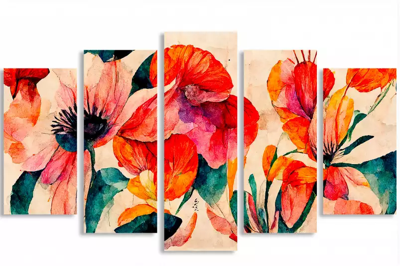 Coquelicot et aquarelle - tableaux fleurs