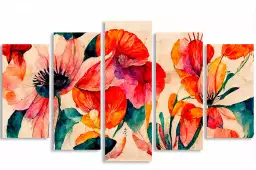 Coquelicot et aquarelle - tableaux fleurs