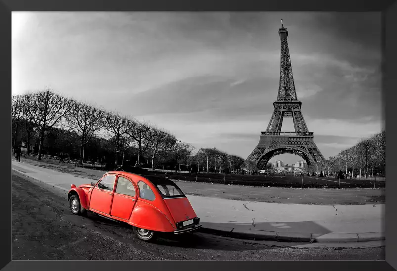 Tour eiffel et 2cv rouge - affiches paris