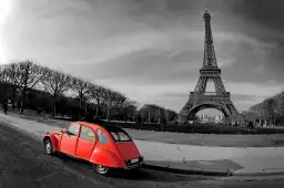 Tour eiffel et 2cv rouge - affiches paris