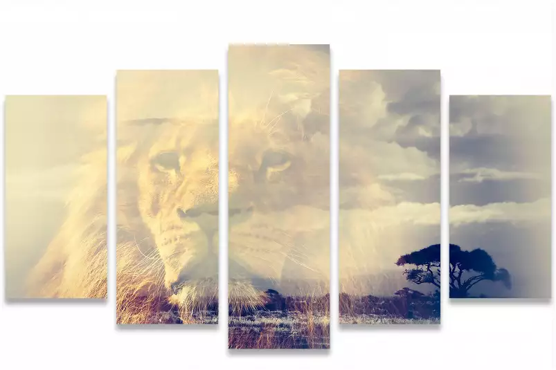 Lion and Mount Kilimanjaro - poster lion