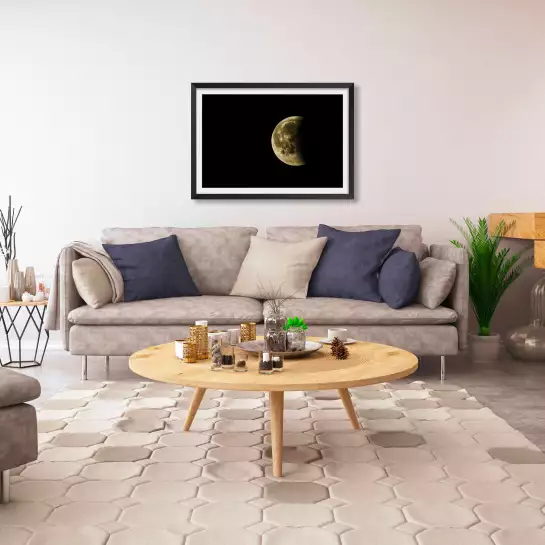 Poster noir et blanc photo de lune - poster astronomie