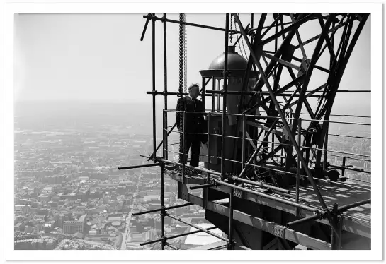 Antenne sur la tour eiffel,1950 - poster paris vintage
