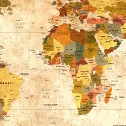 Carte du Monde ton orangé  - tableau pas cher