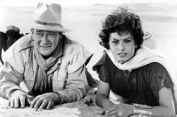 John wayne et sophia loren - photos noir et blanc célébrités