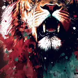 Lion pop art rouge - tableau pas cher