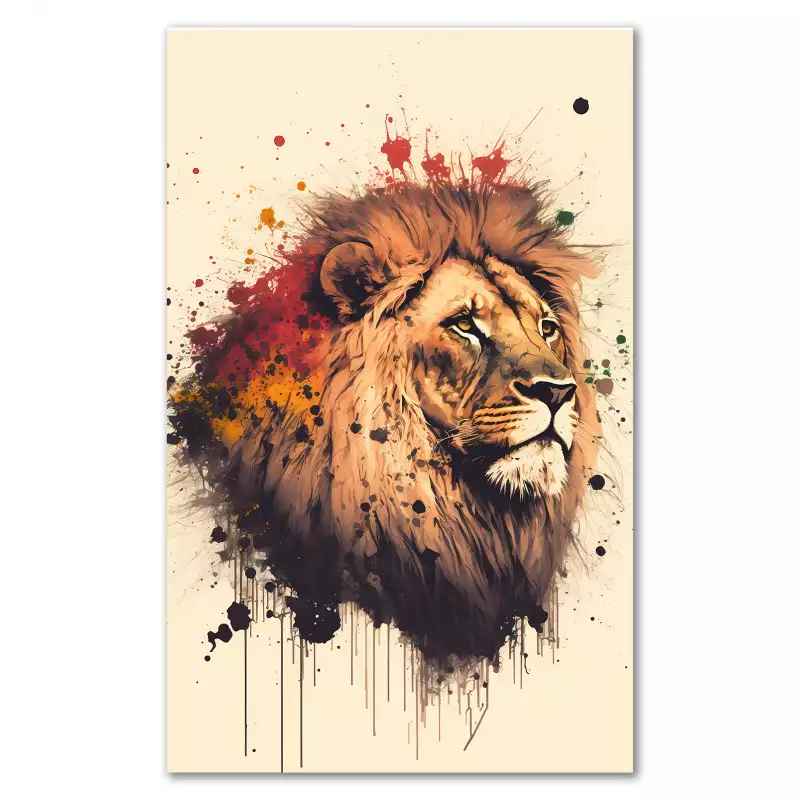 Tableau déco Tête de lion couleurs d'Afrique - Tableau Deco