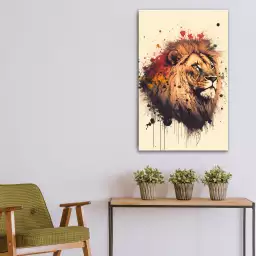 Tête de lion Pop Art - tableau pas cher