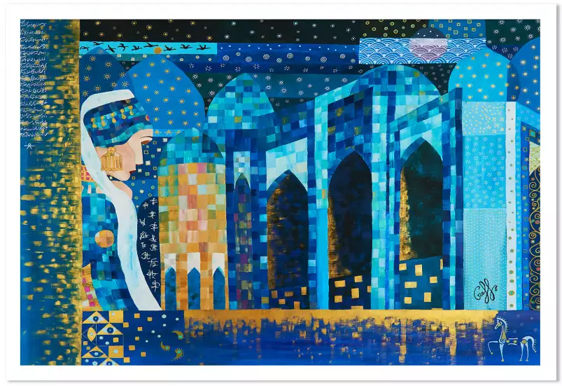 Mosquée bleue - affiche art oriental