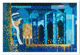 Mosquée bleue - affiche art oriental