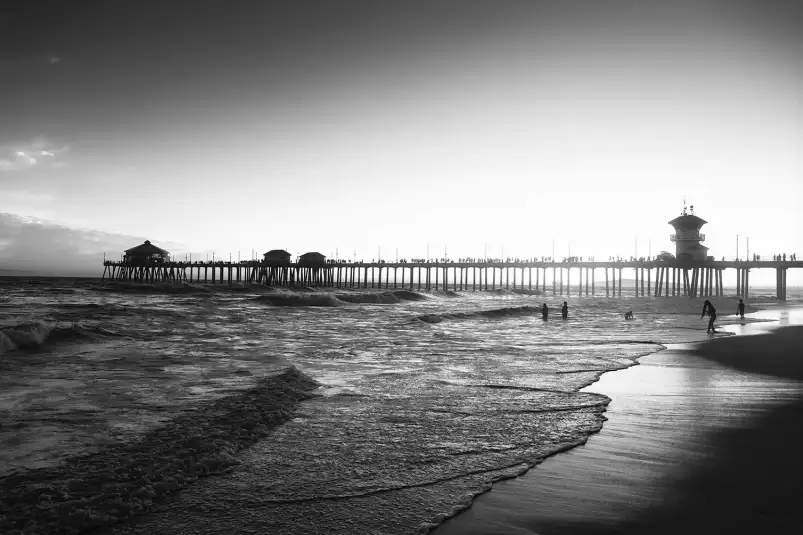 Sunset huntington beach - tableau bord de plage