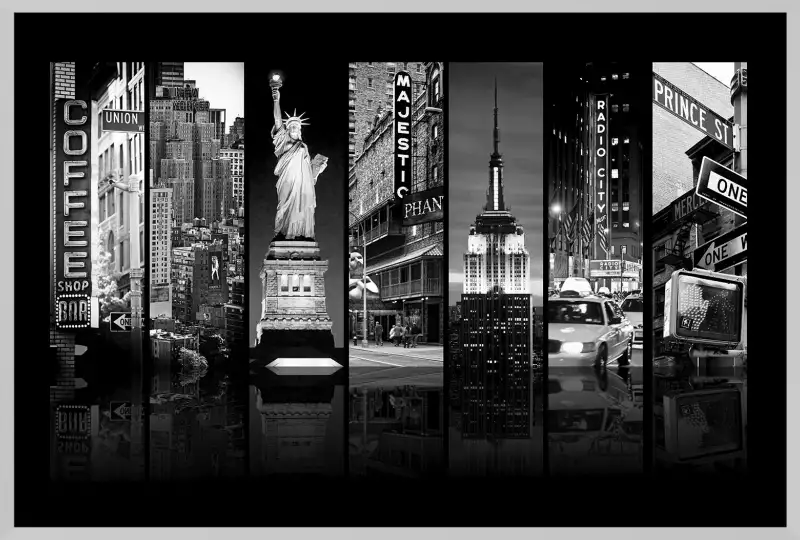 Affiche New York noir et blanc vintage - Tableau ville