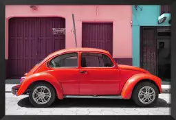 Coccinelle rouge - affiche voiture vintage