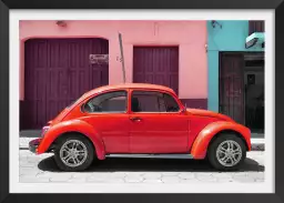 Coccinelle rouge - affiche voiture vintage