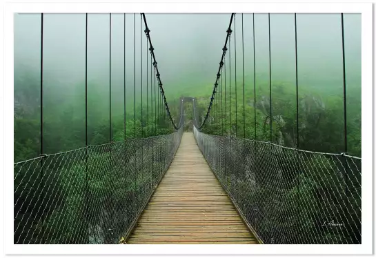 Pont suspendu foret - tableau paysage nature