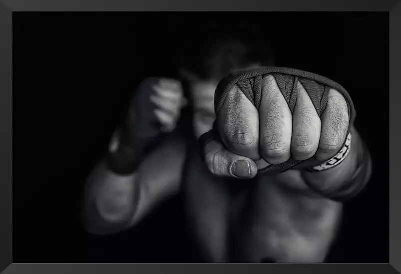 Boxe left wing - poster noir et blanc