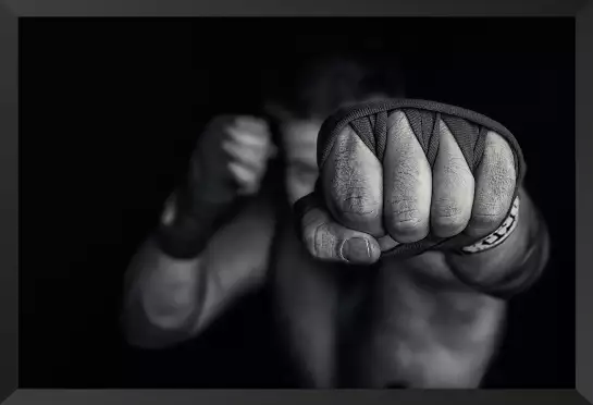 Boxe left wing - poster noir et blanc