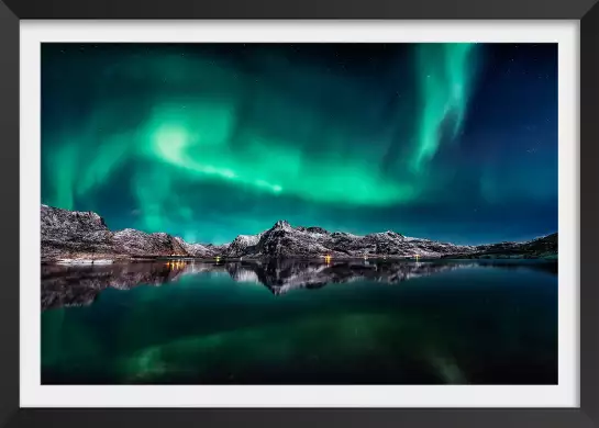 Lofoten aurora - affiche montagne