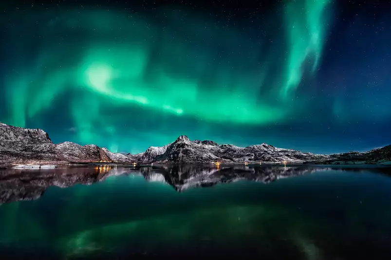 Lofoten aurora - affiche montagne