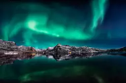 Lofoten aurora - affiche montagne