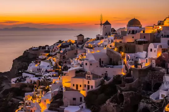 Santorini by night - paysage grece