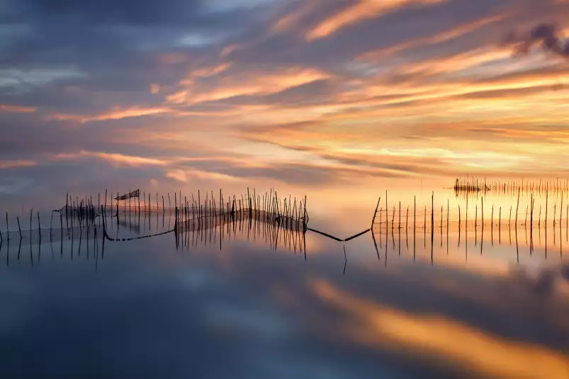 Coucher de soleil sur l’Albufera - tableau bord de mer