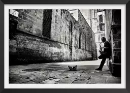 Saxophone de rue - poster noir et blanc