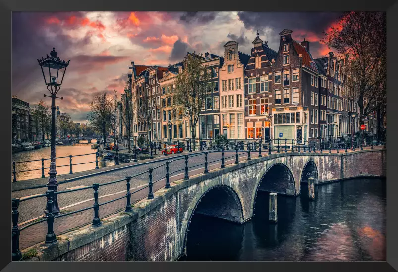 Amsterdam canaux et ponts - affiche architecture