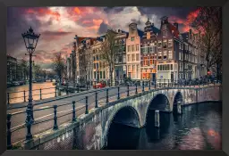 Amsterdam canaux et ponts - affiche architecture