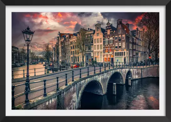 Amsterdam canaux et ponts - affiche architecture