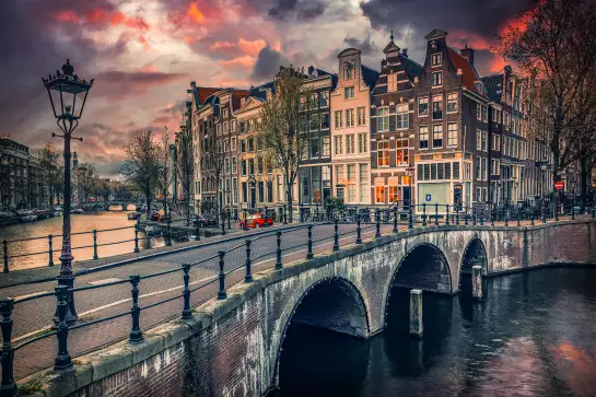Amsterdam canaux et ponts - affiche architecture