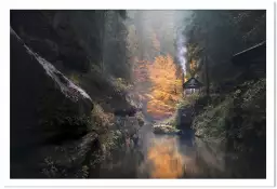 Vallée suisse en automne - tableau foret