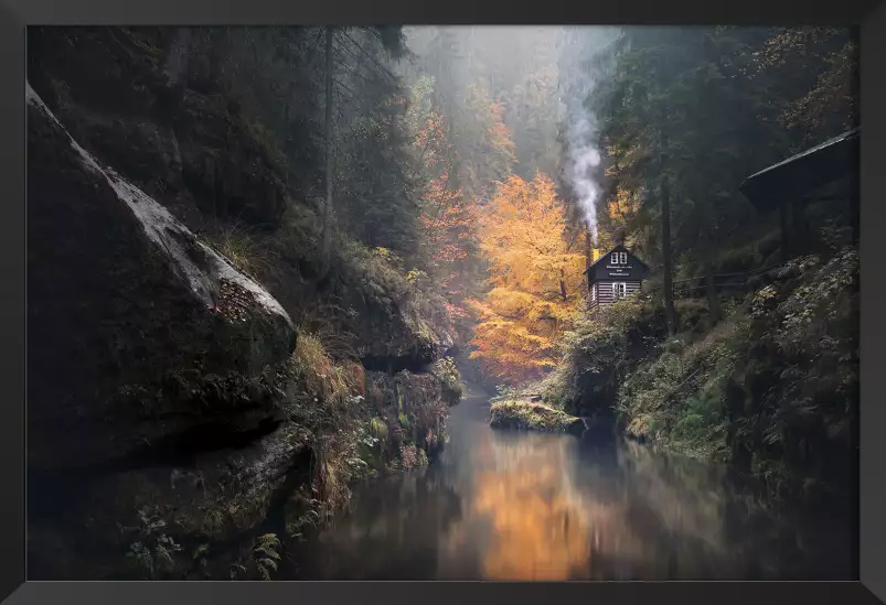 Vallée suisse en automne - tableau foret