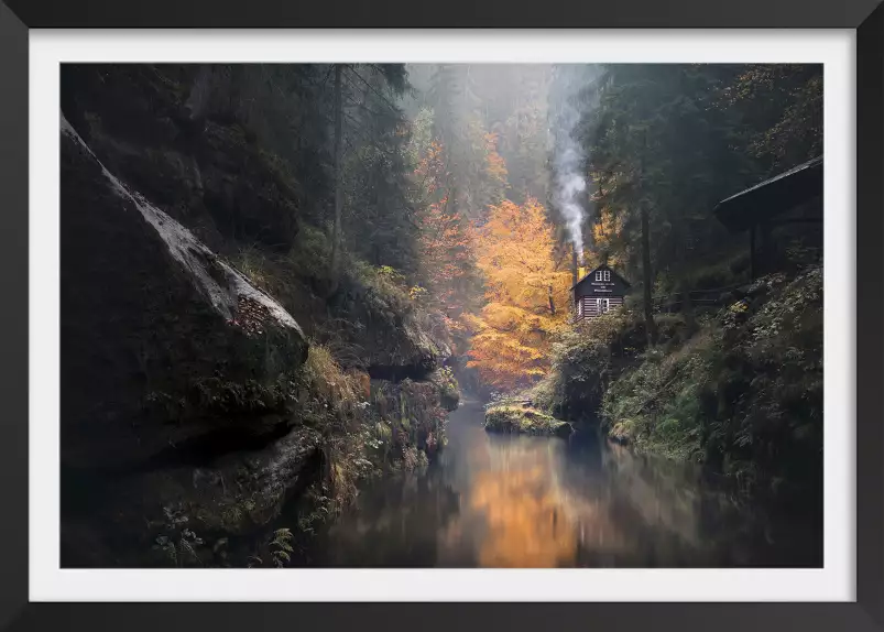 Vallée suisse en automne - tableau foret