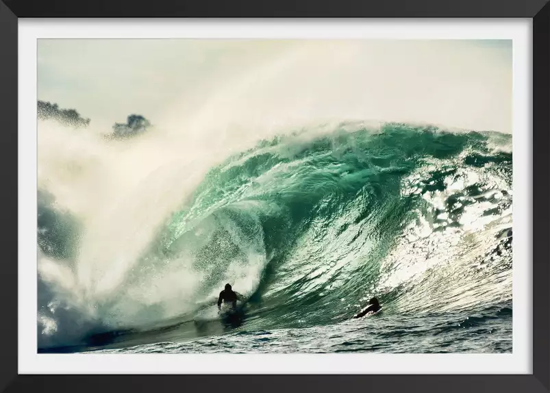 Tube en bodyboard - tableau coucher de soleil sur la mer