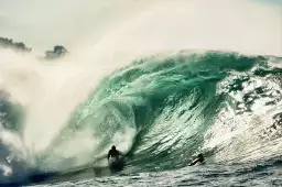 Tube en bodyboard - tableau coucher de soleil sur la mer