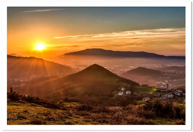 Coucher de soleil sur le pays basque - affiche paysage ocean