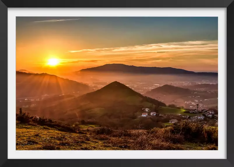 Coucher de soleil sur le pays basque - affiche paysage ocean